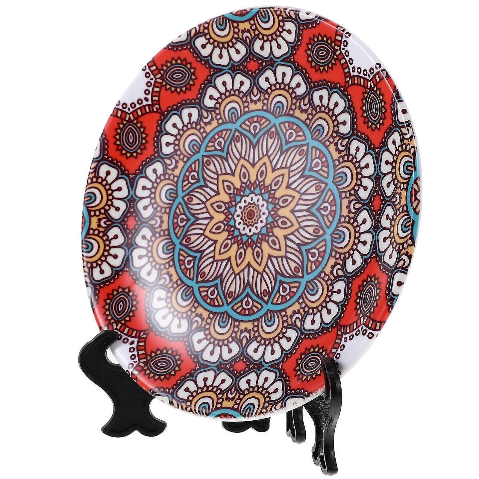 Mandala Flower Ceramic Wall Art Plate for Decoration with Multi-Function