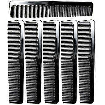 Paquete de 6 peines grandes negros de 23 cm (9 pulgadas) para peluquería y barbería - Peinetas esenciales para cabello grueso y fino