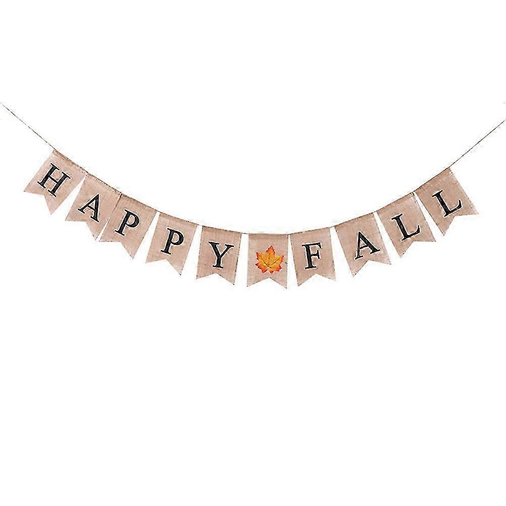 Maple Leaf Print Burlap Pull Flag Banner 2Pcs for Fall Party Decoration