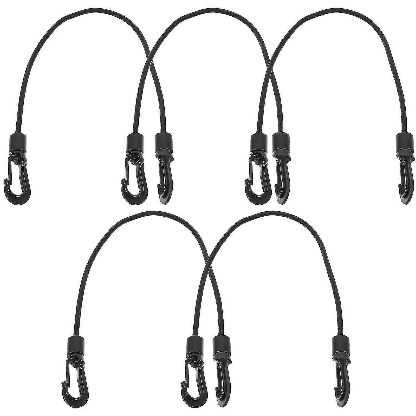 Outdoor Camping Hook Rope Multi-Function Tie Down Strap Black 5Pcs