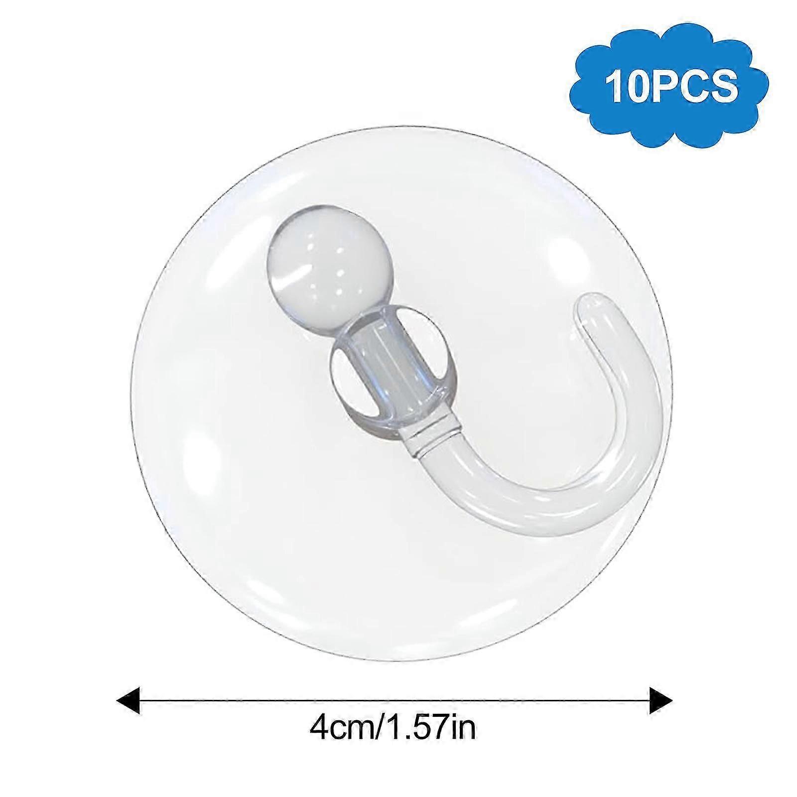 10Pack40mmMulti-UseSuctionHooks,ReusableClearPlasticSuctionHooks,HandyPlasticStorageHooksforBathroomKitchenWindowBagsCoatsCapsTowel