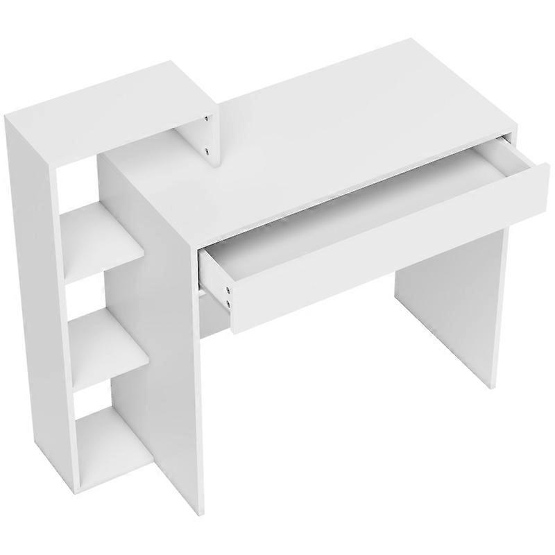 Computer Desk with 3 Open Shelves and Drawer