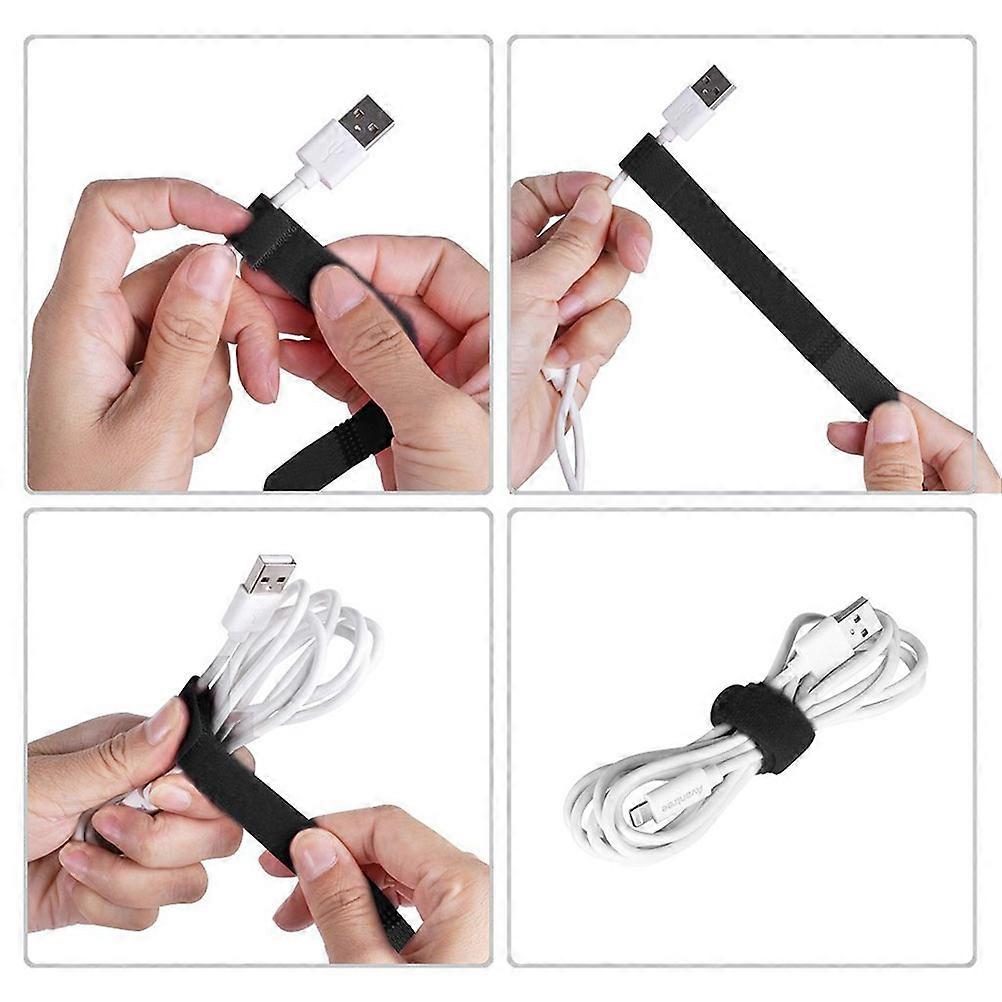 20pcs Multifuncional Cable Straps Hook and Loop Reusable Fastening Cable Ties (Random Color)