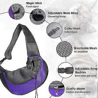Cat / Dog Carrier Bag Hund og Cat Shoulder Taske Hund Hvalp Kat Pet Skulder Slynge Bærepose (Lilla, S)