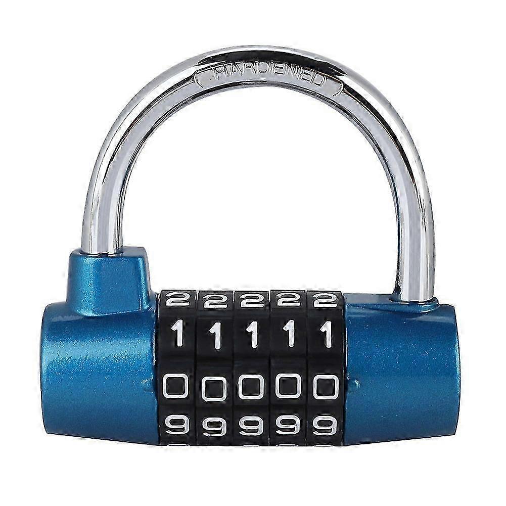 5 Digit Code Lock Padlock U shaped Suitcase Door Combination Lock Blue 26-27