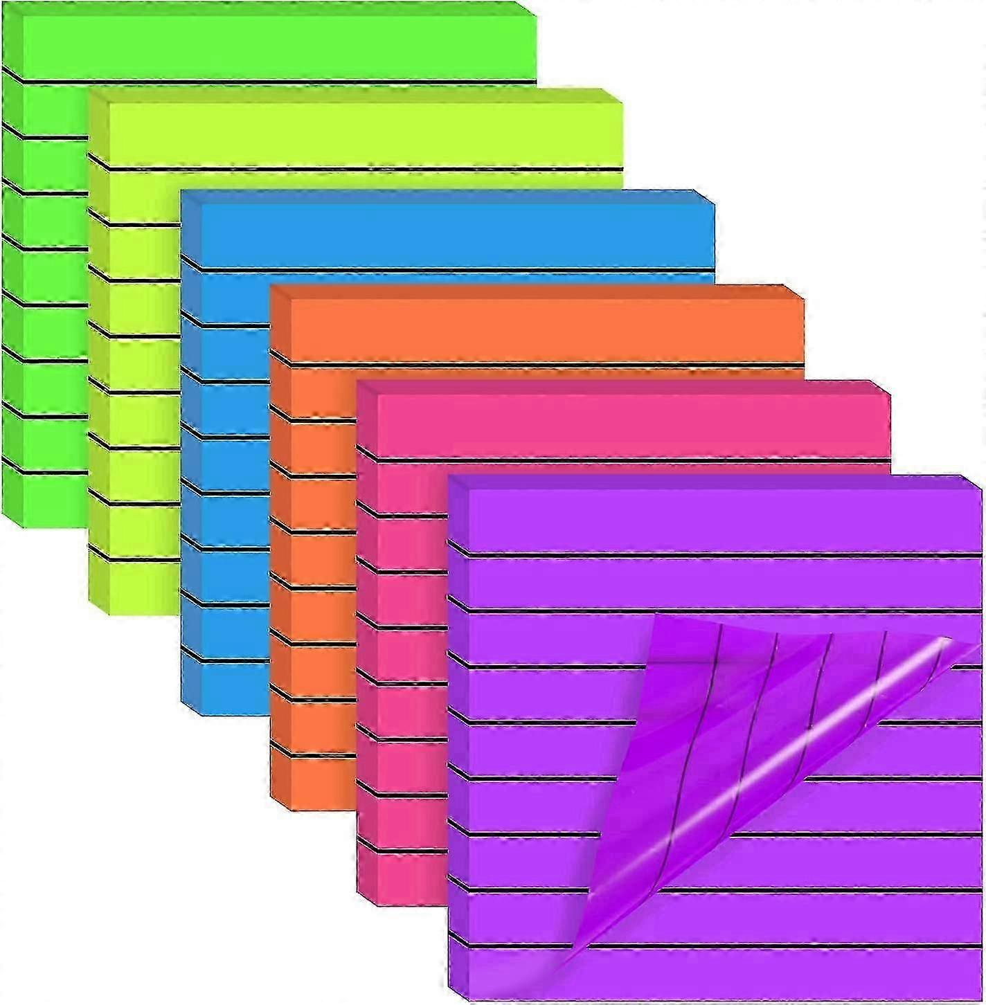 6 pack transparent sticky notes lined self-stick waterproof for school office