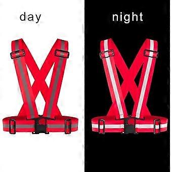 Set van 3 reflecterende vesten, met veiligheidsbanden voor hoge zichtbaarheid, verstelbaar reflecterend vest voor wandelen, fietsen en mountainbiken in het donker, roze, rood en blauw, maat M