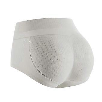 Hip Enhancing False Buttock Padded Panties Middle Rise Control Briefs Breathable Mesh Shapewear Underwear for Women  cream XL 26-27