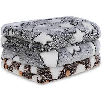 3 Pack Dog Blanket - Soft Fleece Flannel Throw, Warm Pet Blankets for Cats & Small Dogs, Grey Star Bone Pattern