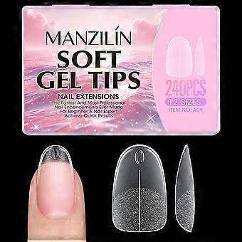 Guide Line Nail Extension Kit 240 Piece Set, 12 Sizes with Matte Finish for Beginners and Everyday Manicure Changes Multicolor