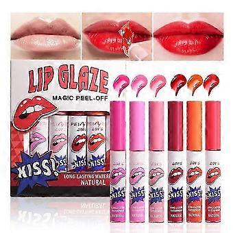 Set di smalti per labbra Magic Peel-Off a 6 colori, rossetto liquido per macchie di tinta per labbra Magic Color impermeabile, set di macchie per labbra peel off, tazza antiaderente