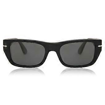 Persol PO3268S Polarized 95/48 Full Rim Shiny Black Unisex Rectangle Sunglasses UV3 Polarized Original