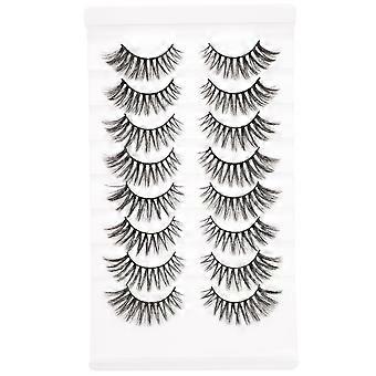 8 Pairs Fake Eyelashes Natural Look False Eyelashes Fluffy Dense Fake Lashes