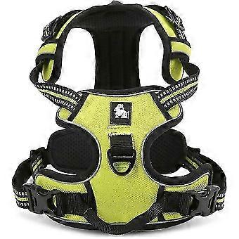 Dog Harness Vest L-Shaped Green Adjustable Padded 3M Reflective Safety for Small Medium Large Dogs