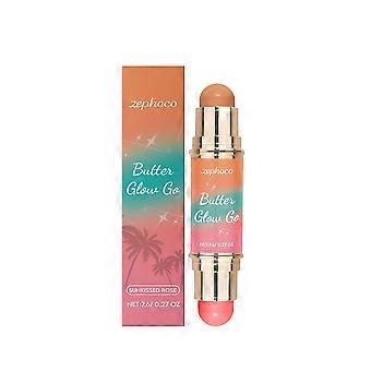 Zephoco Multifunctionele Contouring Stick (Bruin + Perzikkleur) Dubbelkoppige driedimensionale zachte mist make-up effect Draagbare touch-up en kleurbehoud
