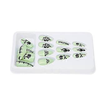 24PCS False Art Nails Full Cover Long Press Colorful Fake Art Nails for DIY Nail Art SalonN10