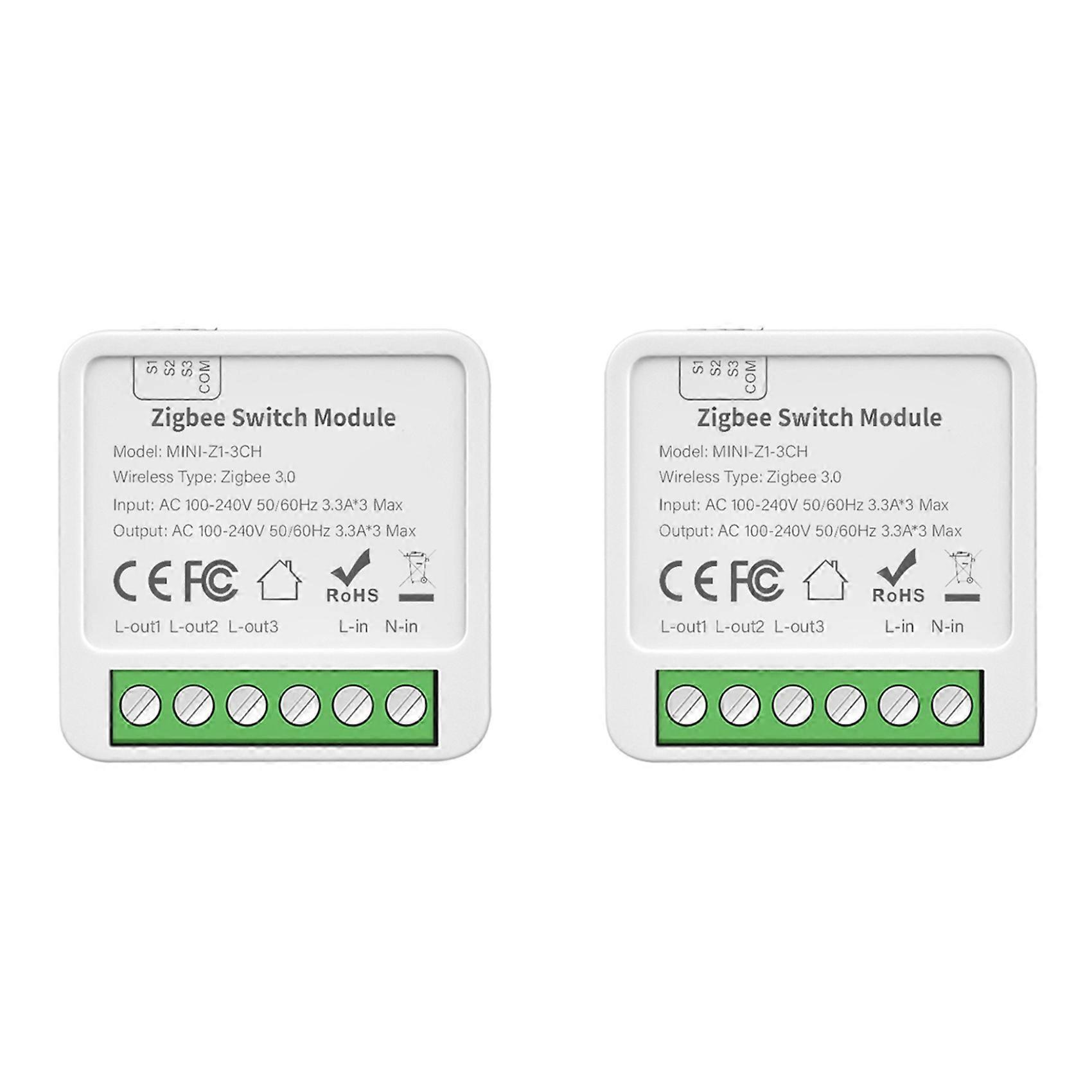 2X Tuya Zigbee 3 CH DIY Smart Switch 3-Way Control Light Relay Smart Life Wireless Remote Control Zigbee Switch Module