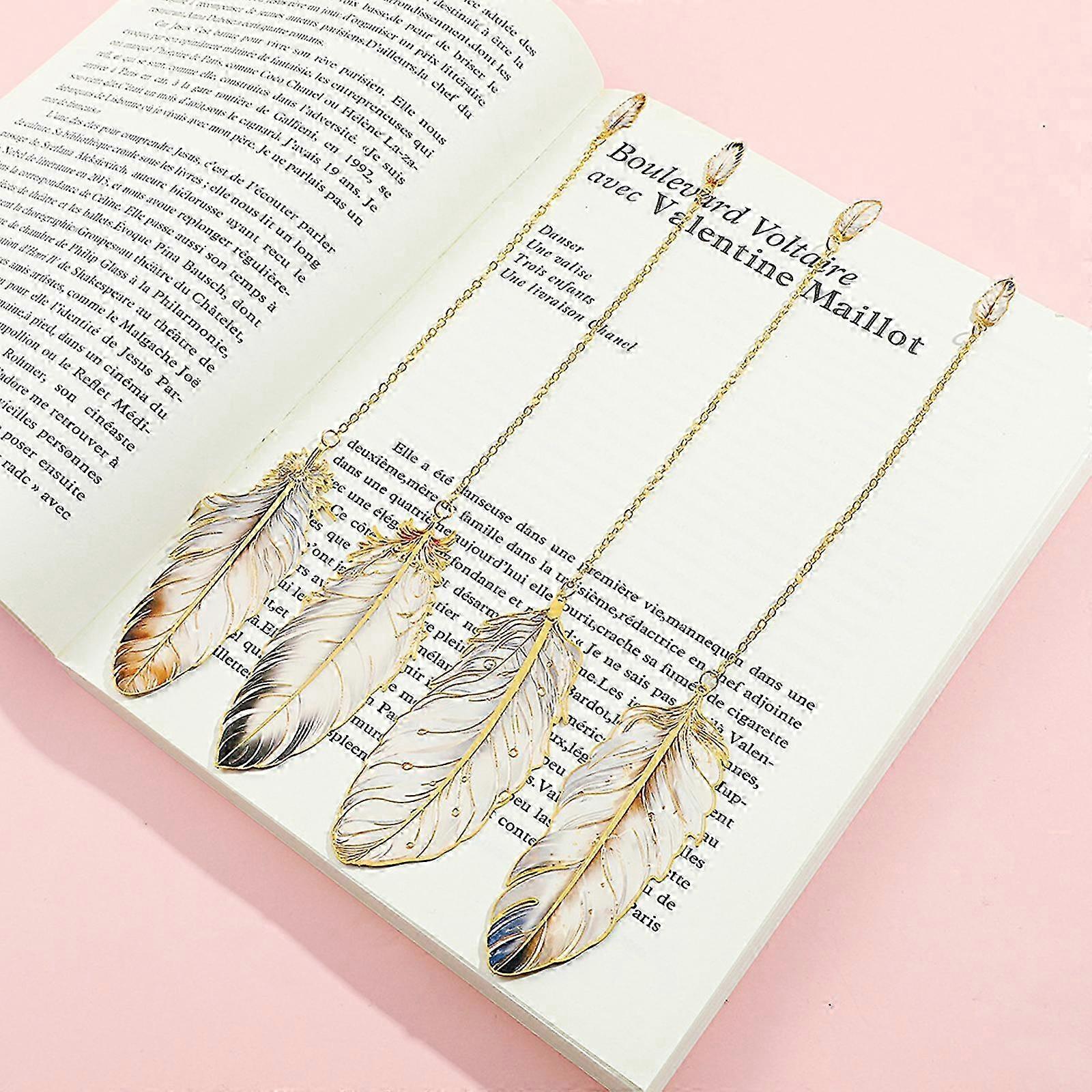 Metal Feather Page Markers Set