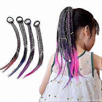 Colorful Kids Hair Extensions Braids Ponytail Twist Rubber Bands Fishbone Wig Ornament Party Accessory