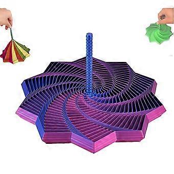 3D Printed Fidget Spinner Purple Blue Hexagonal Spiral Fidget Star 6.9in Sensory Stress Relief Toy