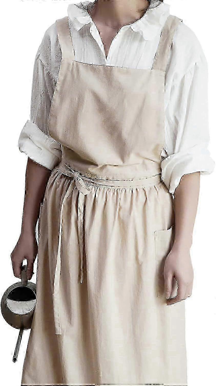 Cotton Linen Cross-Back Apron