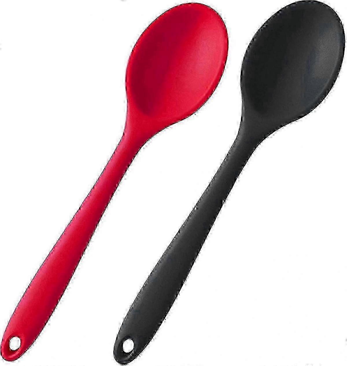 Red Black Silicone Stirring Spoons Set