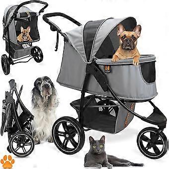 Hondenwagen en huisdierbuggy tot 32 kg, met opbergmand voor boodschappen, eenvoudig opvouwbaar, 3-voudig in hoogte verstelbaar, reflecterend en modern