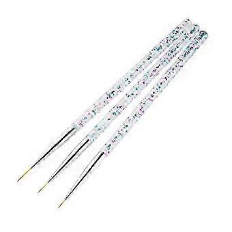 3Pcs Nail Art Liner Brush Set for Thin Lines, Gold and Silver Acrylic Brushes for Gel Manicure UCZ