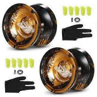 2 Pack Aluminum Yoyo Balls Competitive Yo Yo Gift with Bearing Strings and Gloves