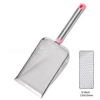 Rustfritt stål finmasket kattesand scoop lett å rengjøre non-stick spade for reptiler Sand Effektiv slitesterk søppelskje
