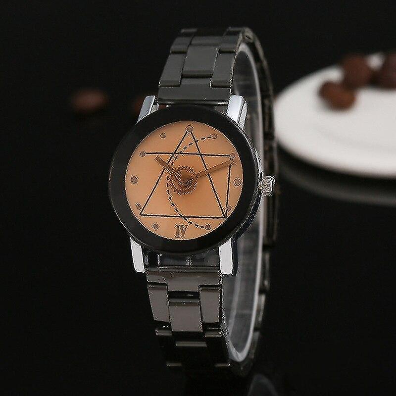 Couple Gear Triangle Pointer Compass Dial Second Hand Watch