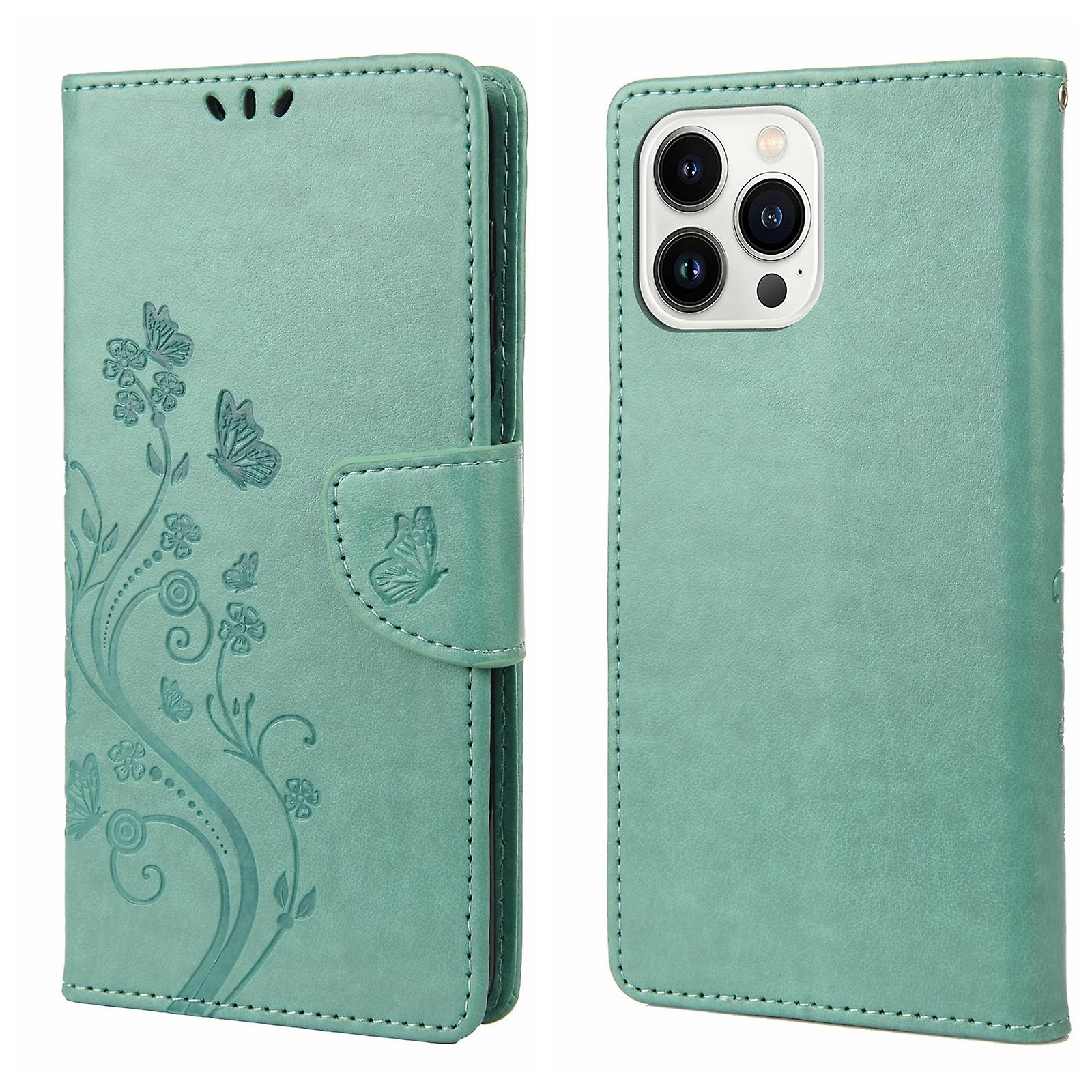 Butterfly Flower PU Case For iPhone 14 Pro