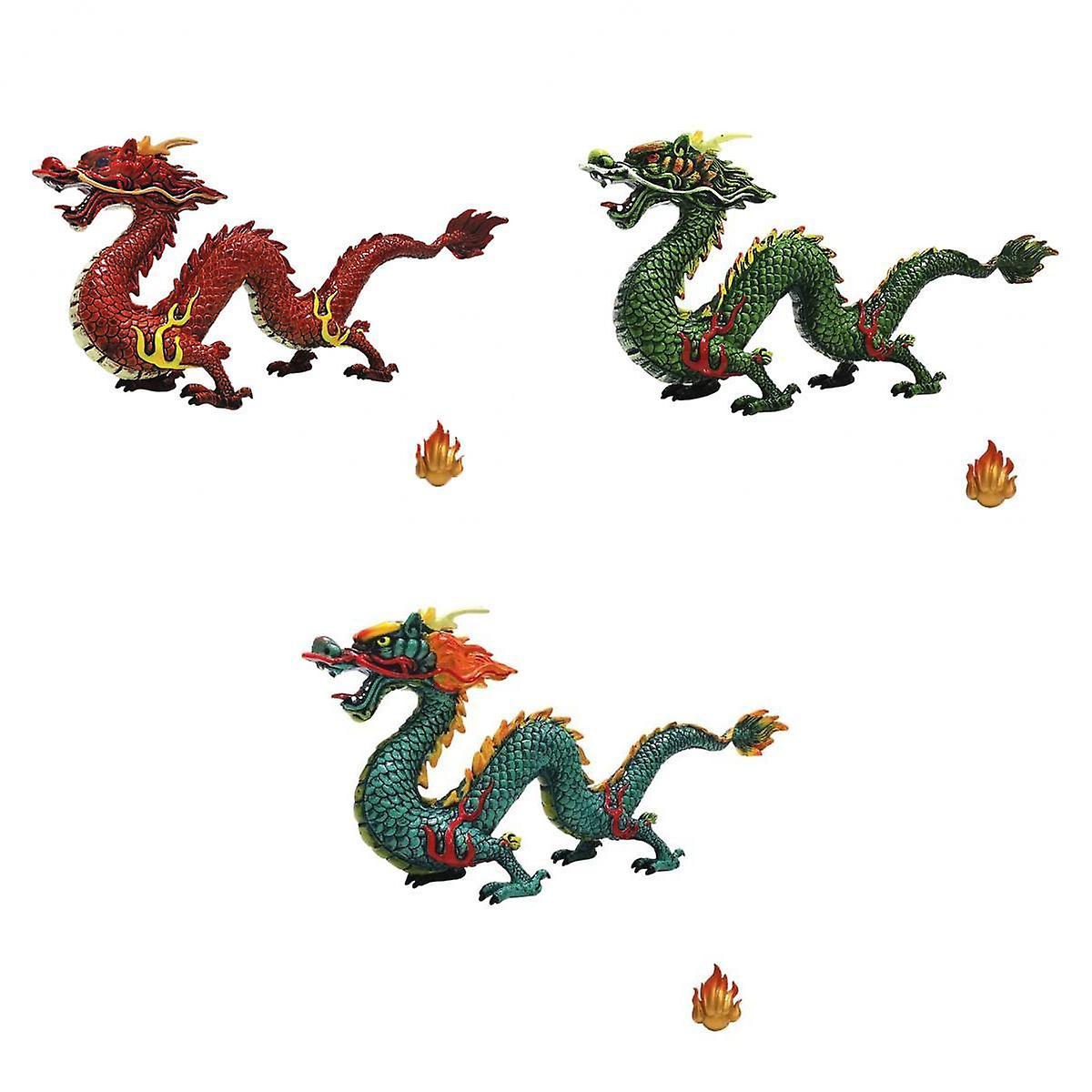 3pcsドラゴンフィギュア玩具ソリッドアニマルモデル神話上の獣リアルな置物