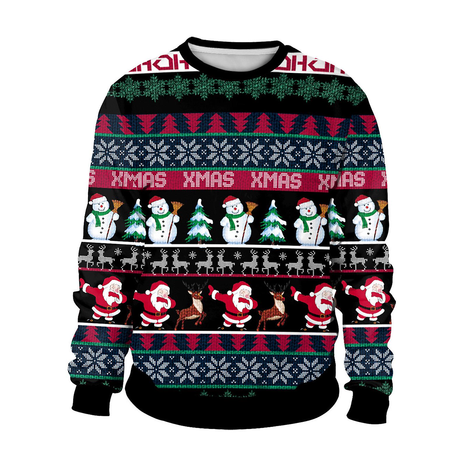Fashion 3D Pattern Pullover for Christmas Personalized Printed Round Neck Pullover for Women Men