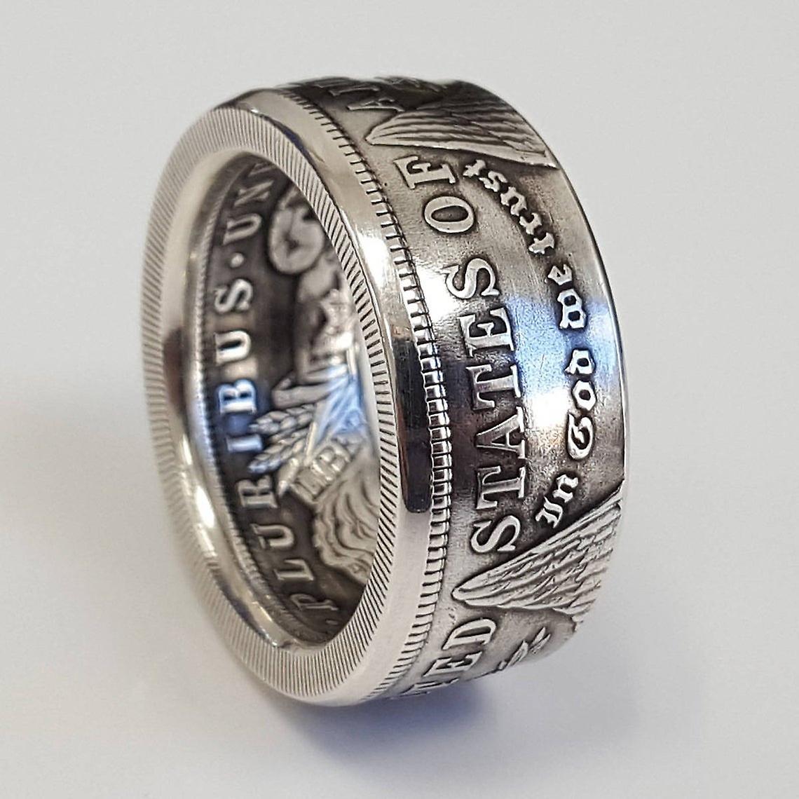Personality Engraved Leaf Ring For Men - Unique Design With Number And Letter Symbols