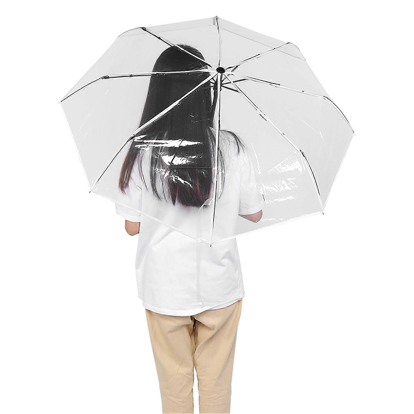 Clear Umbrella Portable Fashionable Transparent Automatic Three Folds Folding Rain Windproof Umbrella for Outdoor