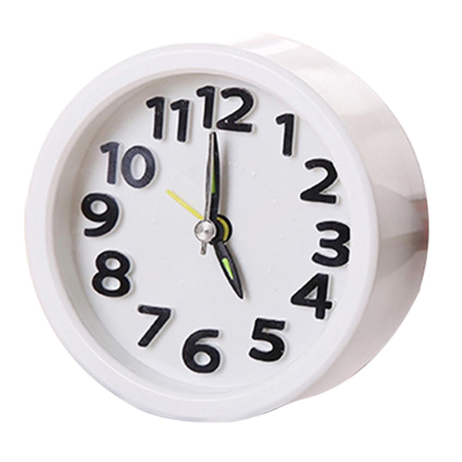 Stylish Plastic Silent Alarm Clock Simple Design Student Table Clock ABS Round Bedside Clock Random Pointer White Circular Shap