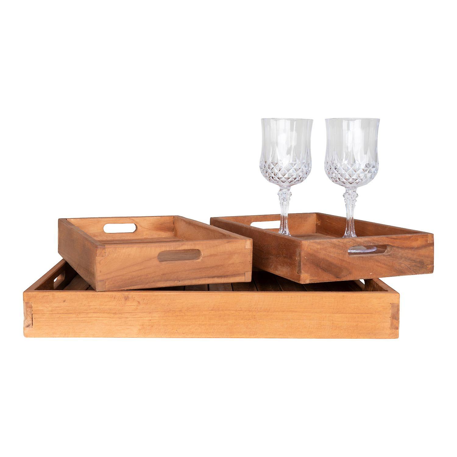 3 natural teak tray