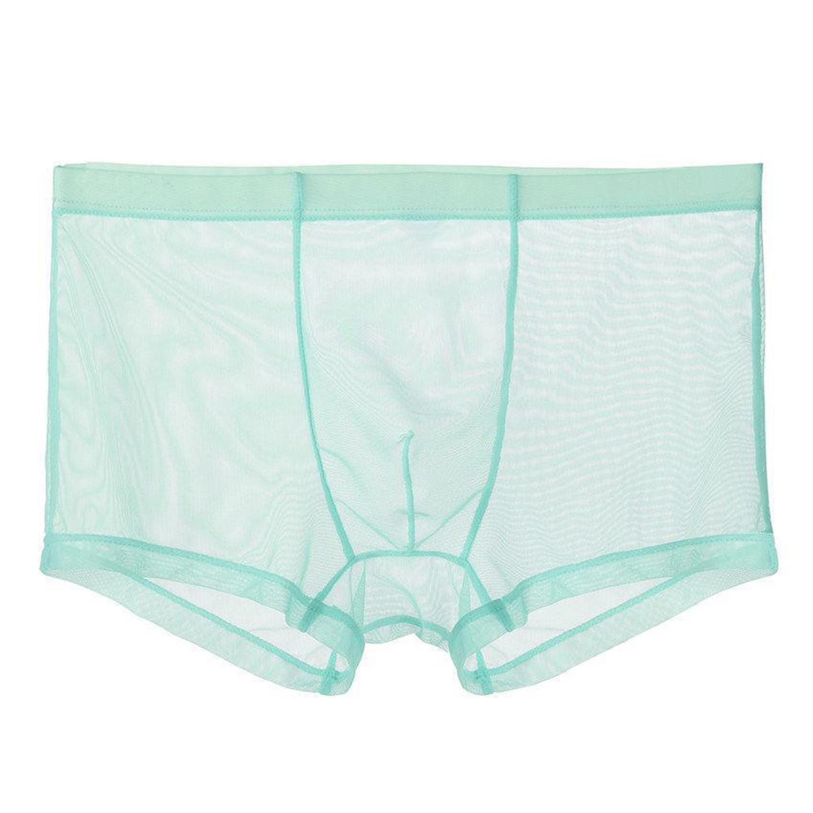 Men Underpants Breathable Solid Color Lint Free Friendly to Skin Elastic Waist Inside Wearing Polyester Quick Dry Mesh Men Boxers Underpants Gift