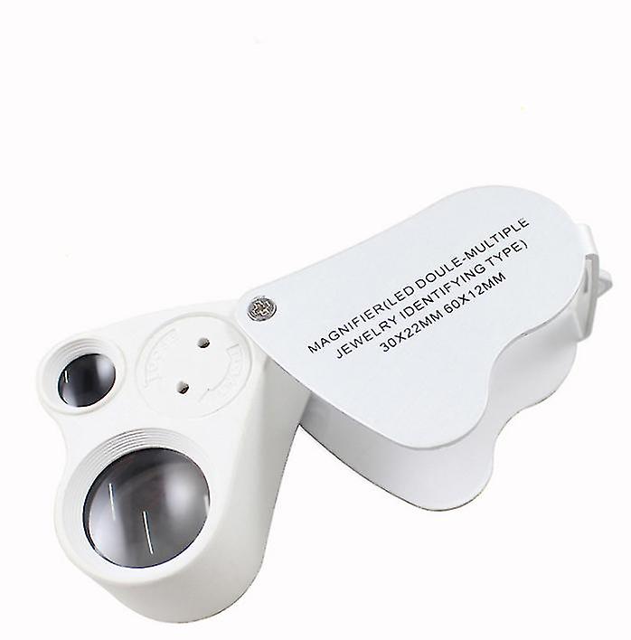 2Pcs Led 30x/60x Magnifications Jewelry Identification Magnifier Loupe Az1217