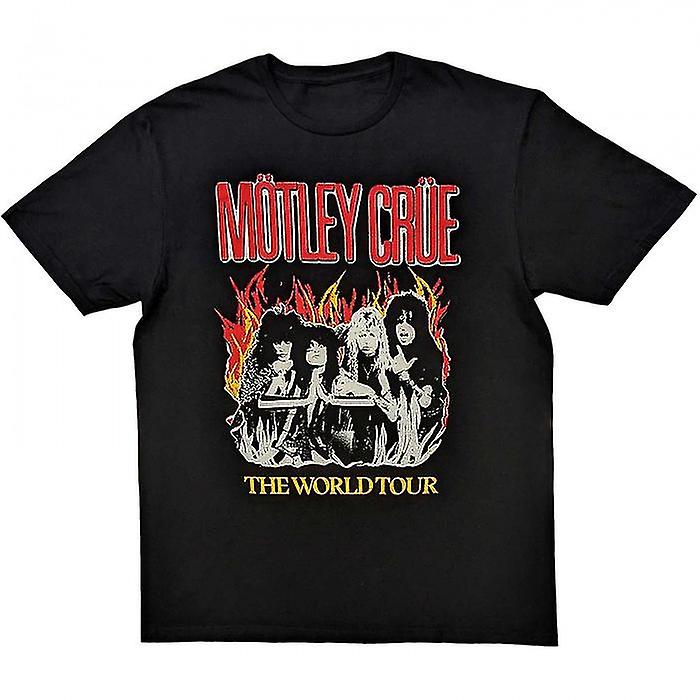 モトリークルーユニセックスアダルトワールドツアーフレイムTシャツ