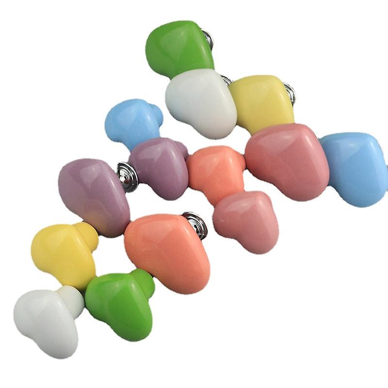 4Pcs Colorful Simple Ceramic Heart Shaped Handle Furniture Drawer Wardrobe Shoe Cabinet Desk Door Handle