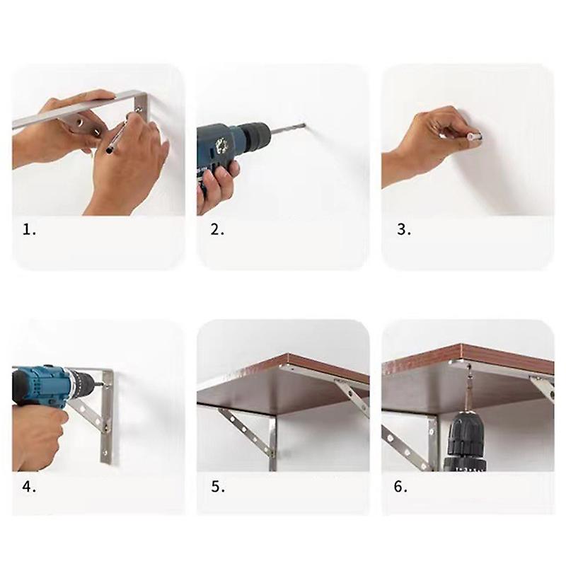 Stainless Steel Triangle Bracket Thickened Fixed Partition Wall Mounted Detachable Right Angle 3mm Thickness 150mm 6in With 6x40 Iron Expansion Screw
