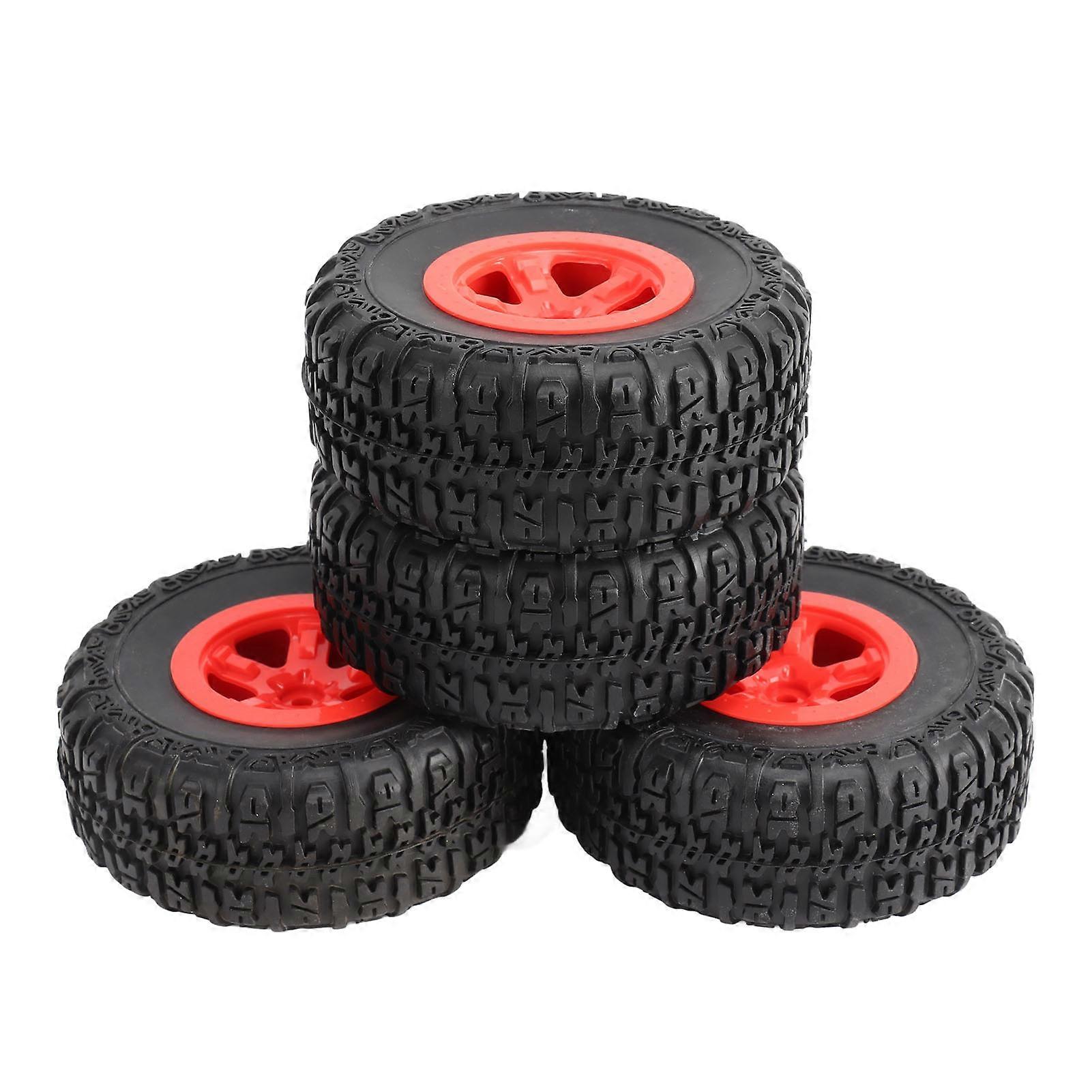 4Pcs RC Wheels and Tires for RC Short Course Truck Tires for Traxxas SLASH 1/10 RC Car Red 