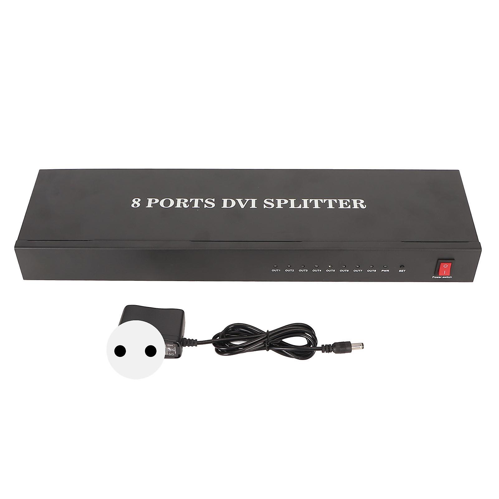 1 In 8 Out DVI Splitter 1080P Full HD Video for PC, Laptop, HDTV, Projector, EU Plug