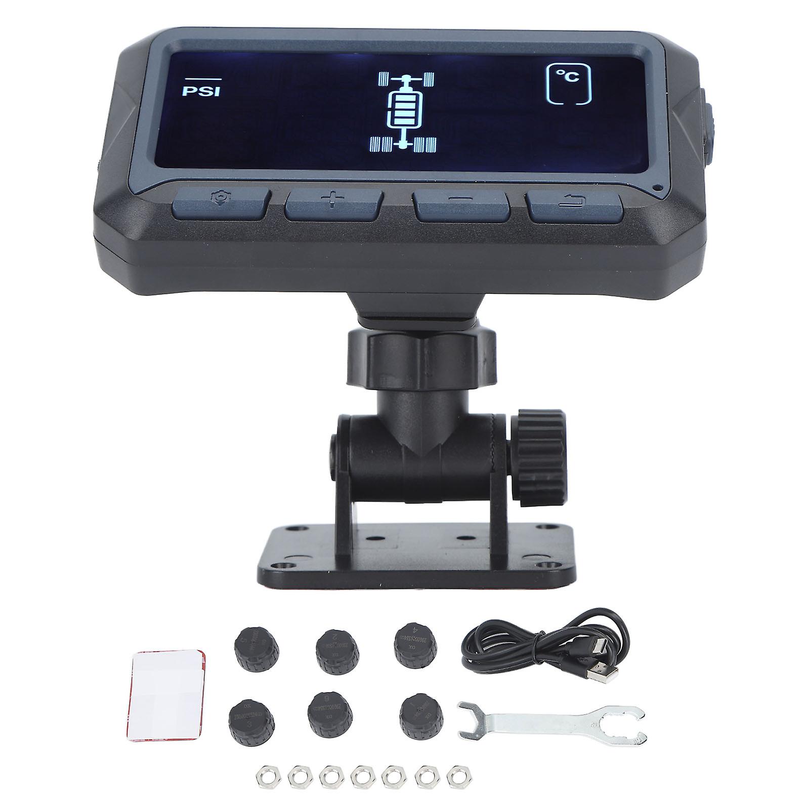 3.3inch Solar-Powered Wireless Tyre Pressure Monitoring System TPMS with External Sensors for Motorhomes Trucks with Built-In Batter