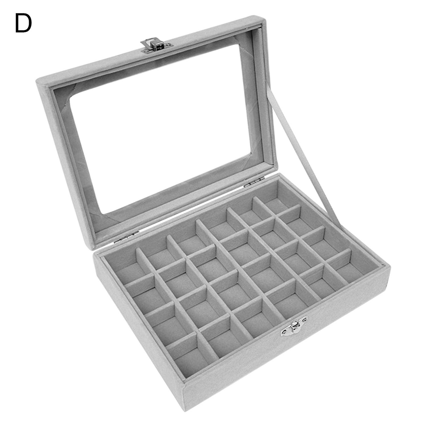 Earring Box Divided Grids Furry Surface Ring Bracelet Display Organizer for Home