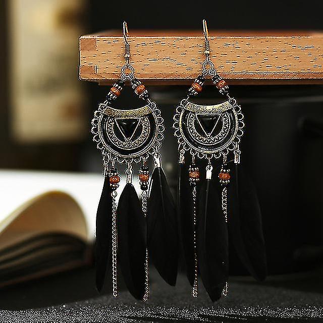 Boho Ethnic Dream Catcher Feather Antique Long Hook Σκουλαρίκια Χειροποίητο Tassle Σκουλαρίκι Vintage Γεωμετρικά Μακριά Κρεμαστά Σκουλαρίκια Δώρο