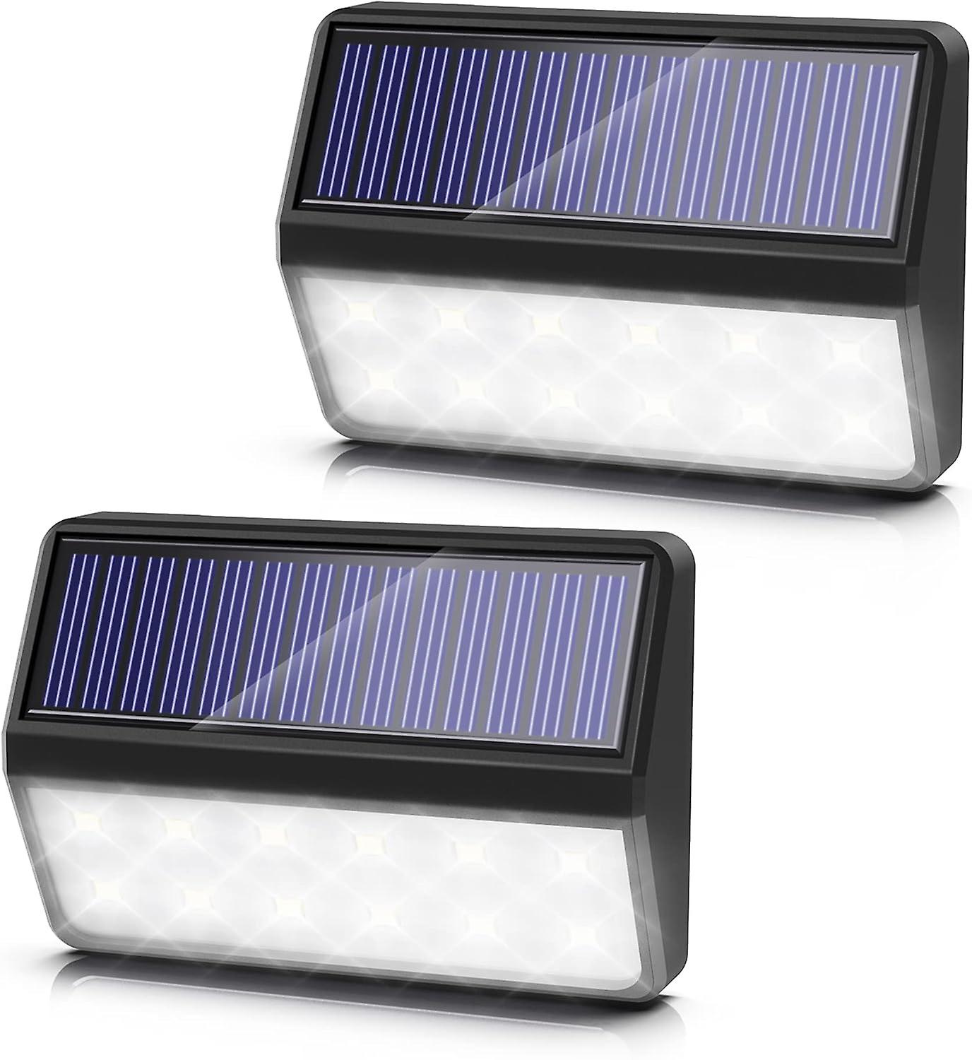 أضواء شمسية في الهواء الطلق ، مستشعر الغسق حتى الفجر ، أضواء حائط لاسلكية مقاومة للماء ، مصابيح شمسية بيضاء في ضوء النهار لسياج الحديقة ، الفناء ، الفناء ، المرآب (2 عبوة)