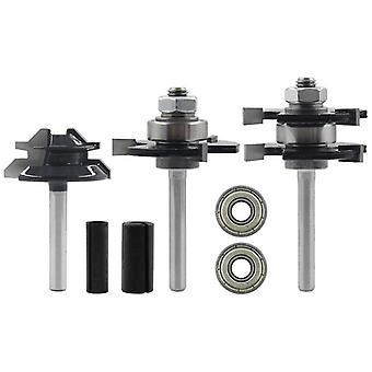 7pcs Woodworking Milling Cutter 45-degree Tenon Cutter Jigsaw 3-tooth T-type Engraving Machine Woodworking Cutter